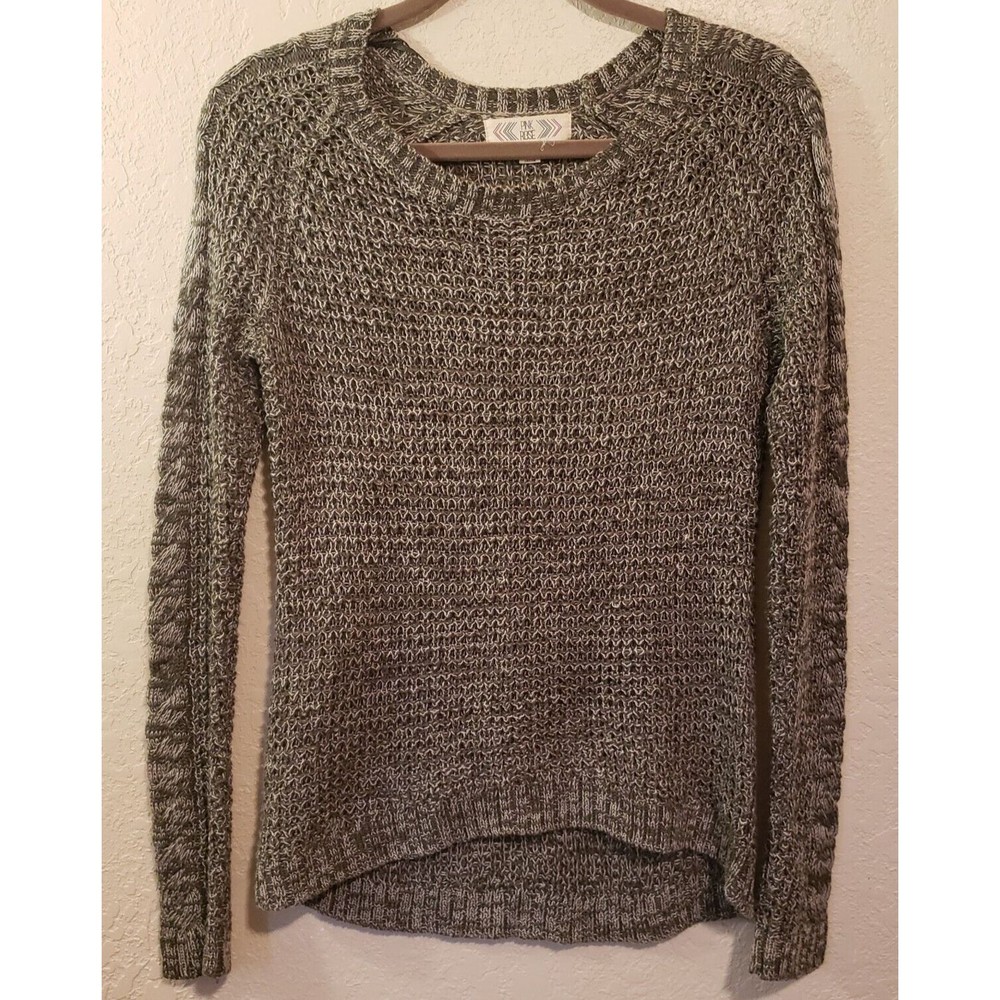 Pink Rose Womens Pullover Knitted Sweater Sz Small Brown Long Sleeve